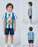 Boys' Mickey Mouse Retro Stripe Tee – Red & White Graphic T-Shirt