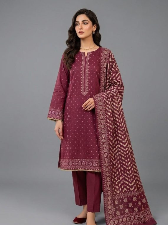 Original Bin Saeed 3-Piece Stitched Embroidered Lawn Suit – Premium Summer