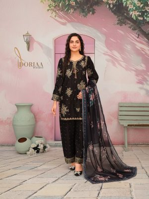 Women's Premium Embroidered Doria 3-Piece Stitched Suit