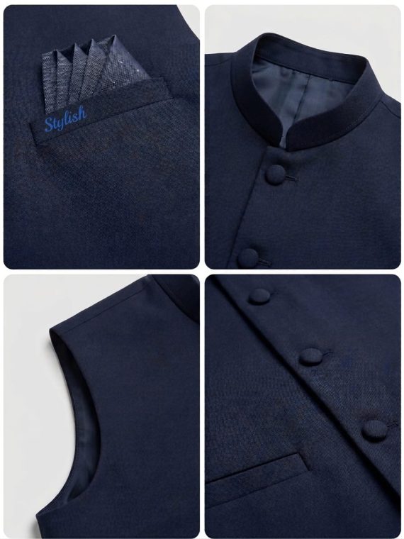 "Stylish" Classic Navy Blue Waistcoat