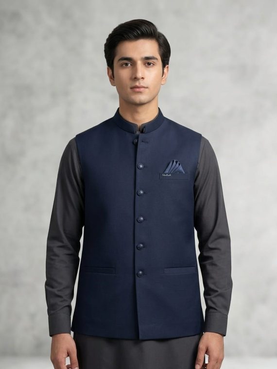 "Stylish" Classic Navy Blue Waistcoat