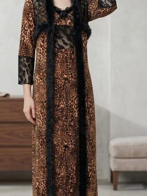 Leopard Print Nightwear Robe Set